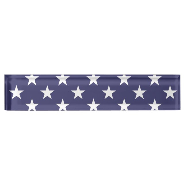 White Stars Patriotic American Flag Muster Namensplakette (Vorderseite)