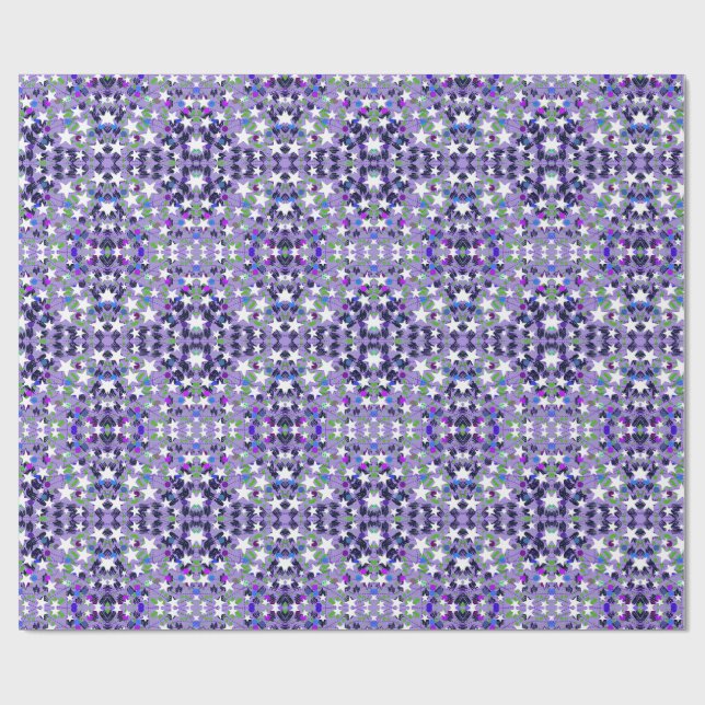 White Stars Purple Bold Modern Fun Event Geschenkpapier (Flach)