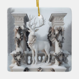 White Statue Reindeer Keramikornament