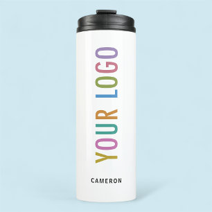 White Steel Drink Tumbler Company Logo 12 oz Thermosbecher