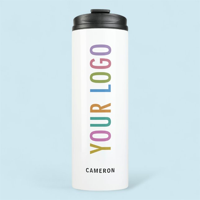 White Steel Drink Tumbler Company Logo 12 oz Thermosbecher (MISOOK White Thermal Tumbler with Logo and Name)