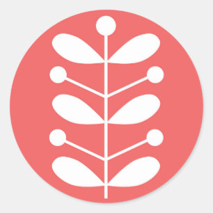 White Stems Runder Aufkleber