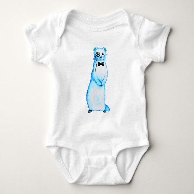 White Store Ermine Niedlich Ferret Lover Kunst, Di Baby Strampler (Vorderseite)