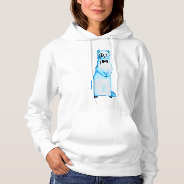 White Store Ermine Niedlich Ferret Lover Kunst, Di Hoodie (Vorderseite)