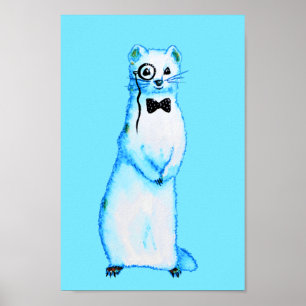 White Store Ermine Niedlich Ferret Lover Kunst, Di Poster