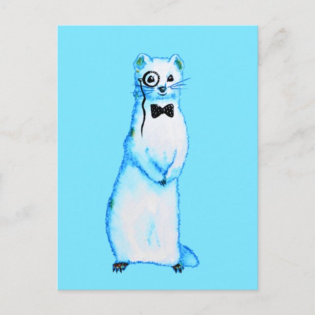 White Store Ermine Niedlich Ferret Lover Kunst, Di Postkarte (Vorderseite)