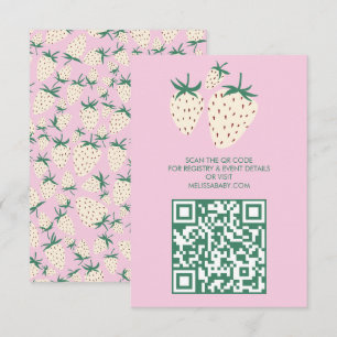 White Strawberry Niedlich Pineberry BABY SHOWER QR Begleitkarte