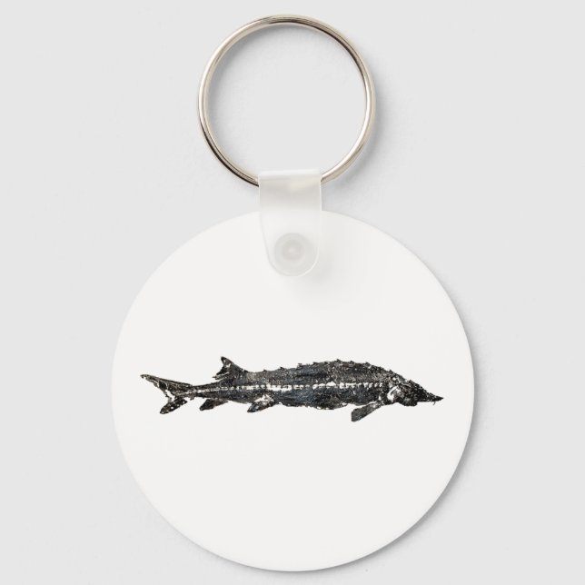 White Sturgeon Gyotaku-40-Item Schlüsselanhänger (Vorderseite)