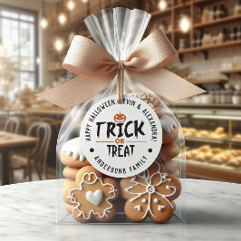 White Stylish Halloween "Trick or Treat" Print Runder Aufkleber