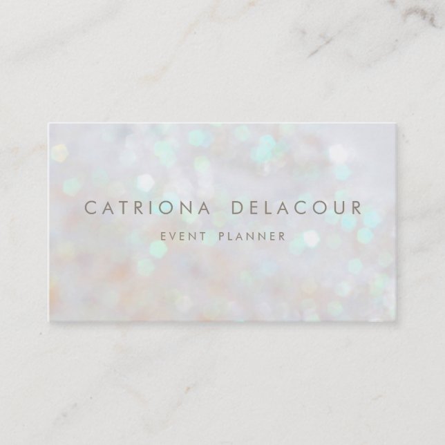 White Subtile Glitzer Bokeh Business Card Visitenkarte (Vorderseite)