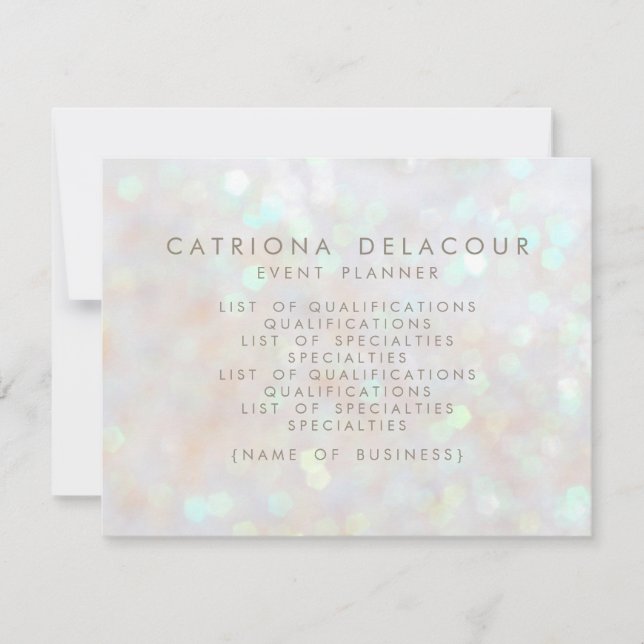 White Subtile Glitzer Bokeh Business Flyer Card (Vorderseite)