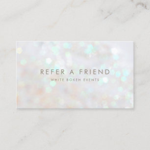 White Subtle Glitzer Bokeh Refer a Friend Card Empfehlungskarte