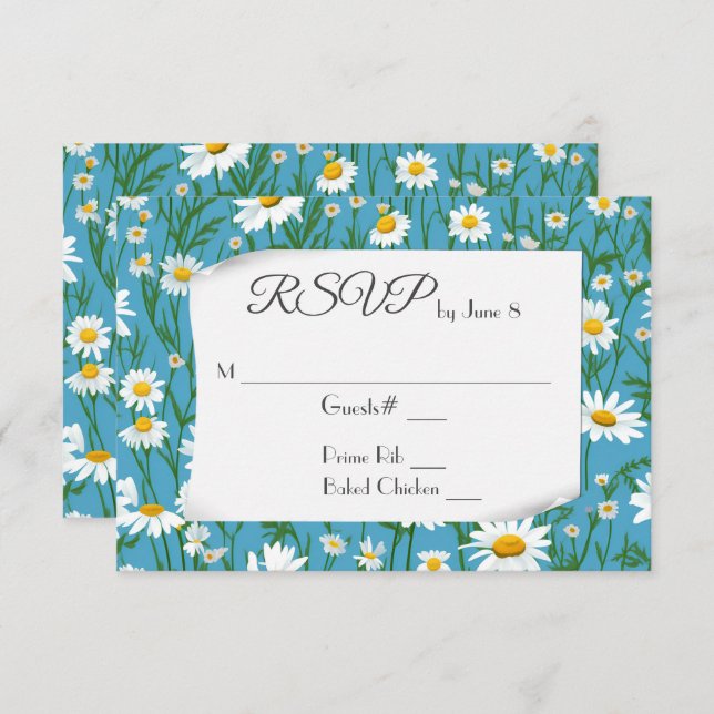 White Summer Daisies for Wedding RSVP (Vorne/Hinten)
