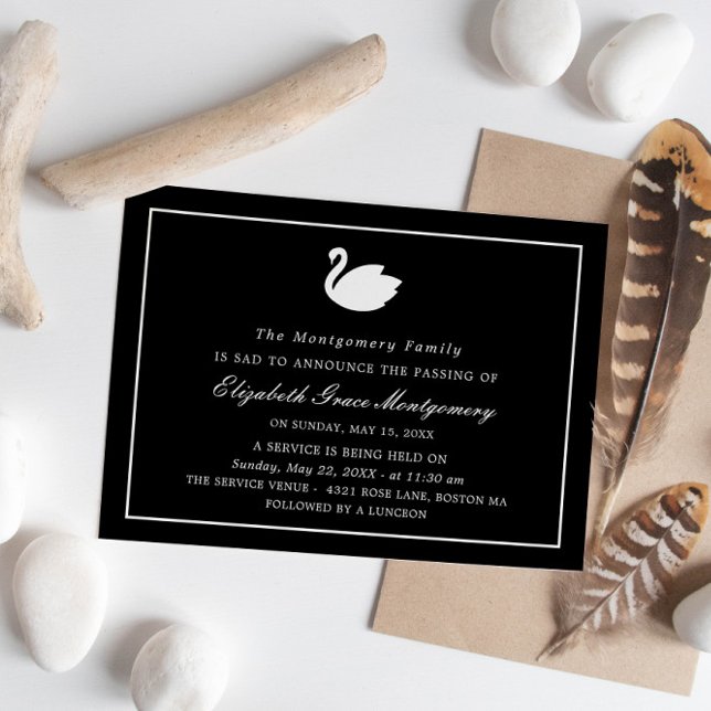 White Swan - Black Memorial Announcement Einladung (Von Creator hochgeladen)