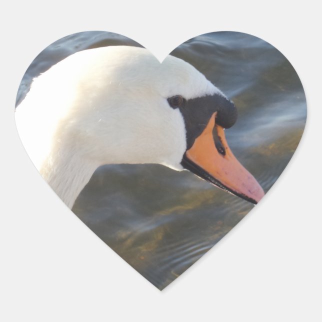White Swan Heart Sticker (Vorderseite)