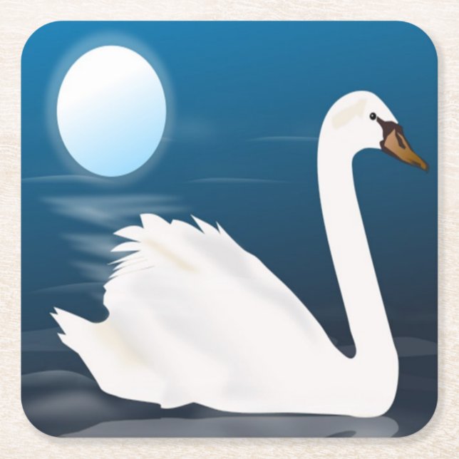 WHITE SWAN RECHTECKIGER PAPPUNTERSETZER (Vorderseite)