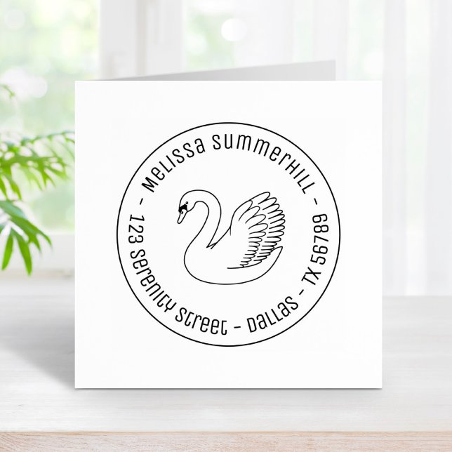 White Swan Round-Adresse Gummistempel (Von Creator hochgeladen)