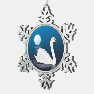 WHITE SWAN SCHNEEFLOCKEN Zinn-Ornament