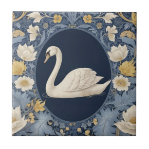 White Swan William Morris Stil Links gegenüber Bir Fliese