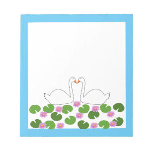 White Swans and Water lilies Wedding Notizblock