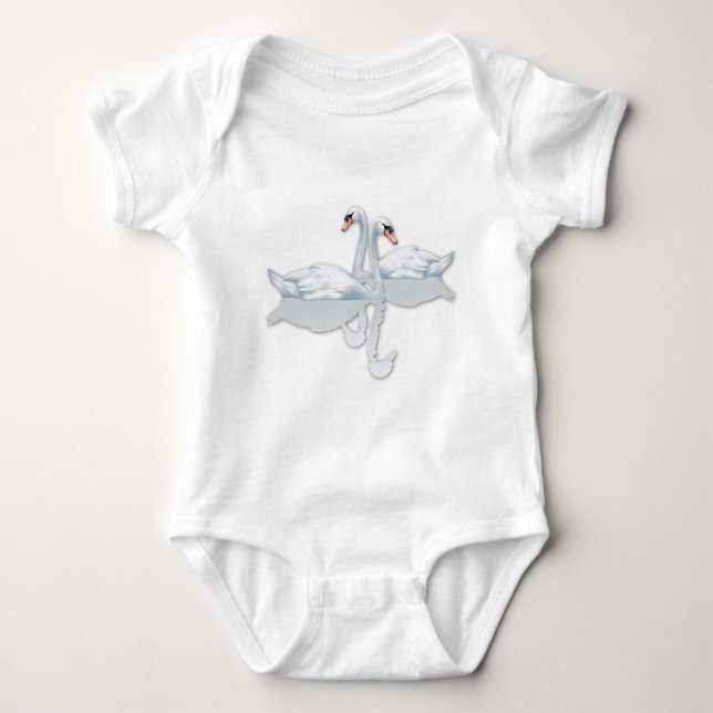 White Swans Clipart Graphics T - Shirt für Hochzei (Vorderseite)