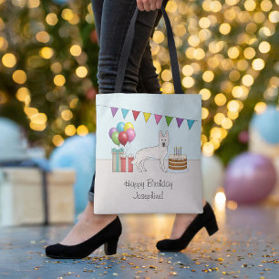 White Swiss Shepherd GSD farbenfrohe Happy Birthda