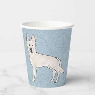 White Swiss Shepherd White GSD Cartoon Dog Blue Pappbecher