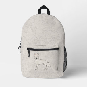 White Swiss Shepherd White GSD Niedlich Cartoon Do Bedruckter Rucksack