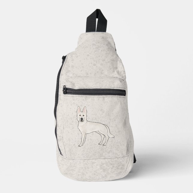 White Swiss Shepherd White GSD Niedlich Cartoon Do Crossbody Bag (Vorderseite)