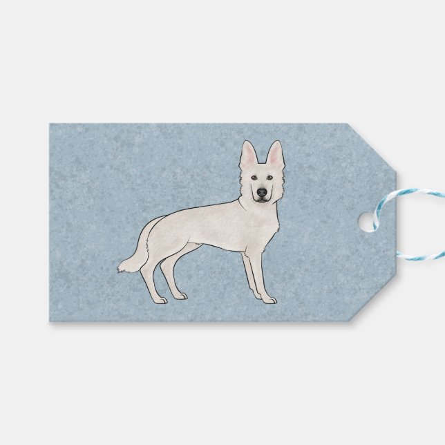 White Swiss Shepherd White GSD Niedlich Cartoon Do Geschenkanhänger (Vorderseite (Horizontal))