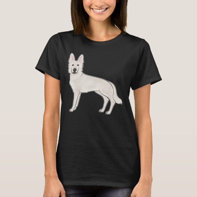 White Swiss Shepherd White GSD Niedlich Cartoon Do T-Shirt (Vorderseite)