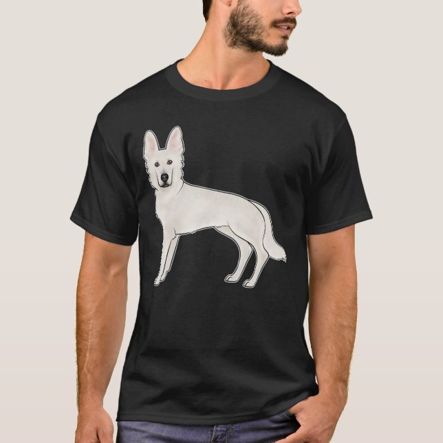 White Swiss Shepherd White GSD Niedlich Cartoon Do T-Shirt (Vorderseite)