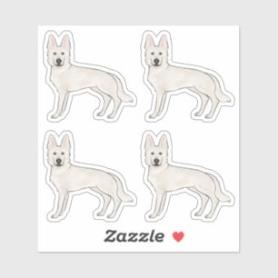 White Swiss Shepherd White GSD Niedlich Cartoon Hu Aufkleber