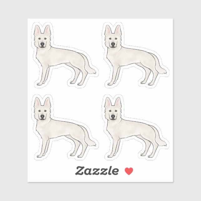 White Swiss Shepherd White GSD Niedlich Cartoon Hu Aufkleber (Blatt)