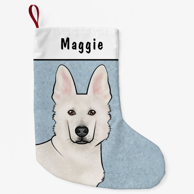 White Swiss Shepherd White GSD Niedlich Dog Head B Kleiner Weihnachtsstrumpf (Vorderseite)