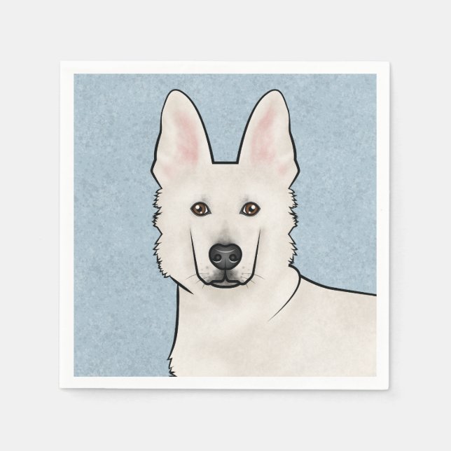 White Swiss Shepherd White GSD Niedlich Dog Head B Serviette (Vorderseite)