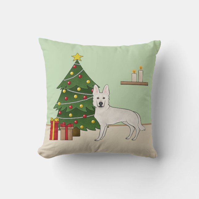White Swiss Shepherd White GSD Weihnachtsbaum Kissen (Vorderseite)