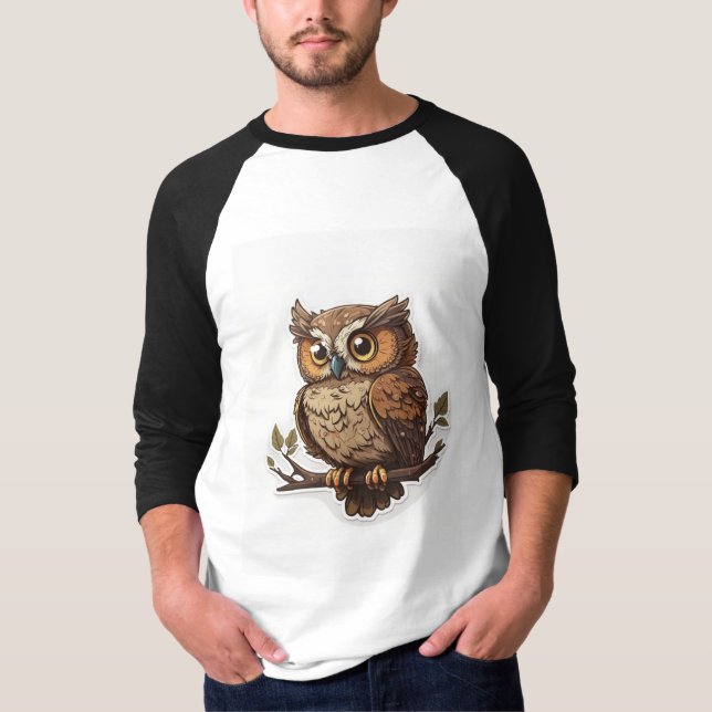 White t shirt with beautiful owl (Vorderseite)