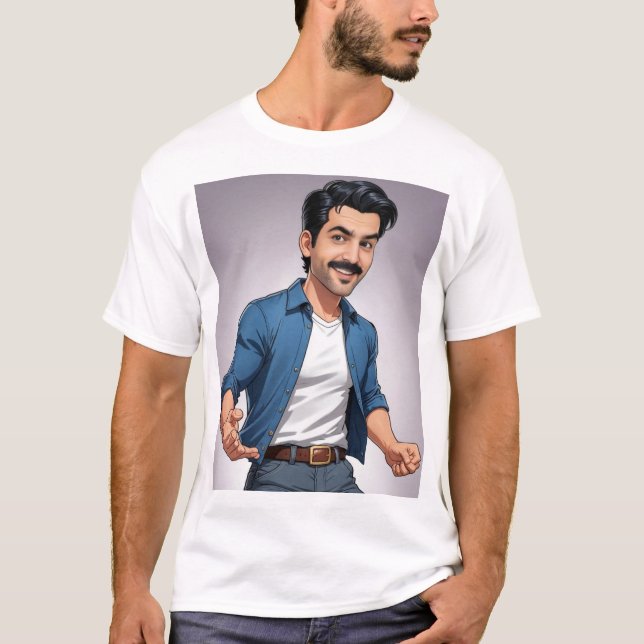 White T shirt with blue photo  (Vorderseite)