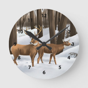 White Tail Deer Clocks Runde Wanduhr