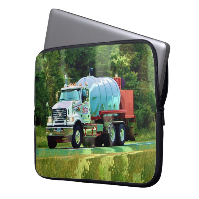 White Tanker Trucks Art Laptop Sleeve (Vorderseite Links)