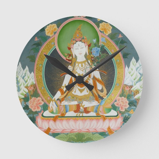 White Tara Clock Runde Wanduhr (Vorderseite)