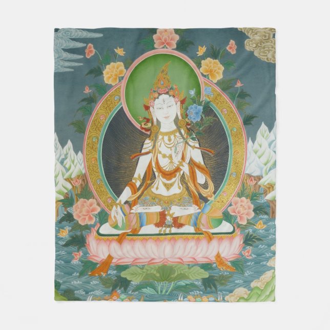 White Tara Fleece Blanket (Vorderseite)