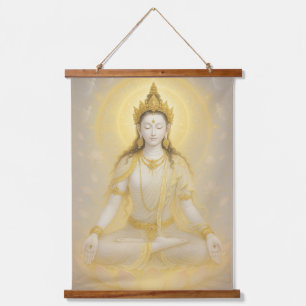 White Tara Wandteppich Mit Holzrahmen