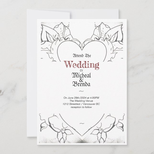 White Tatoo Art Style Einladung (Vorderseite)