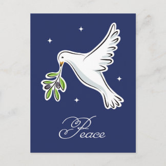 White-Taube-Urlaubskarte mit dem Text "Peace" Postkarte