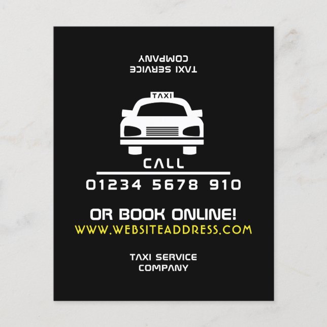 White Taxi Cab Logo with Price List Flyer (Vorne)