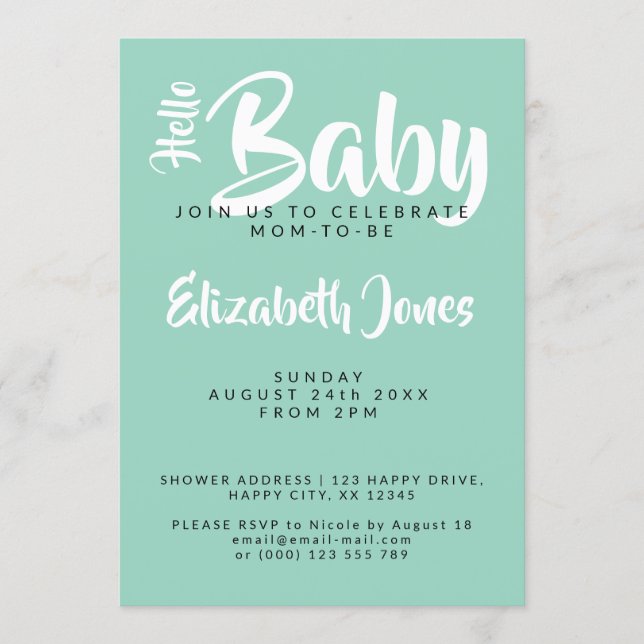 White & Teal Checkerboard Baby Shower Invitation Einladung (Vorderseite)