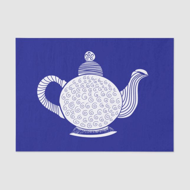 White Teapot über die Marine Seidenpapier (Vorderseite)
