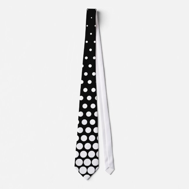 White Techno Dots Modern Black Krawatte (Vorderseite)